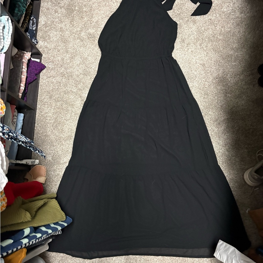 Chic One Shoulder Black Maxi Dress